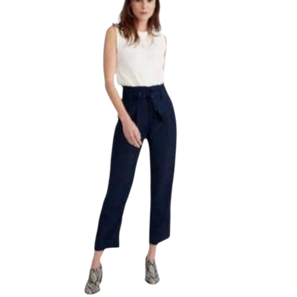 Madewell Size 0T Navy Tie-Waist Trousers High Rise